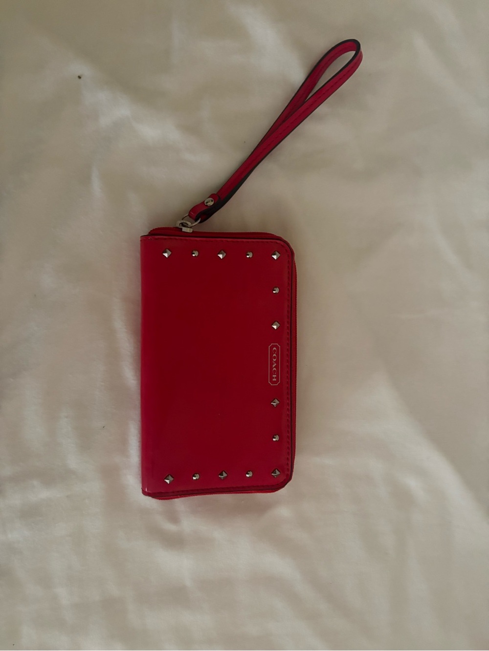 Coach Red Studded Wristlet Phone Case